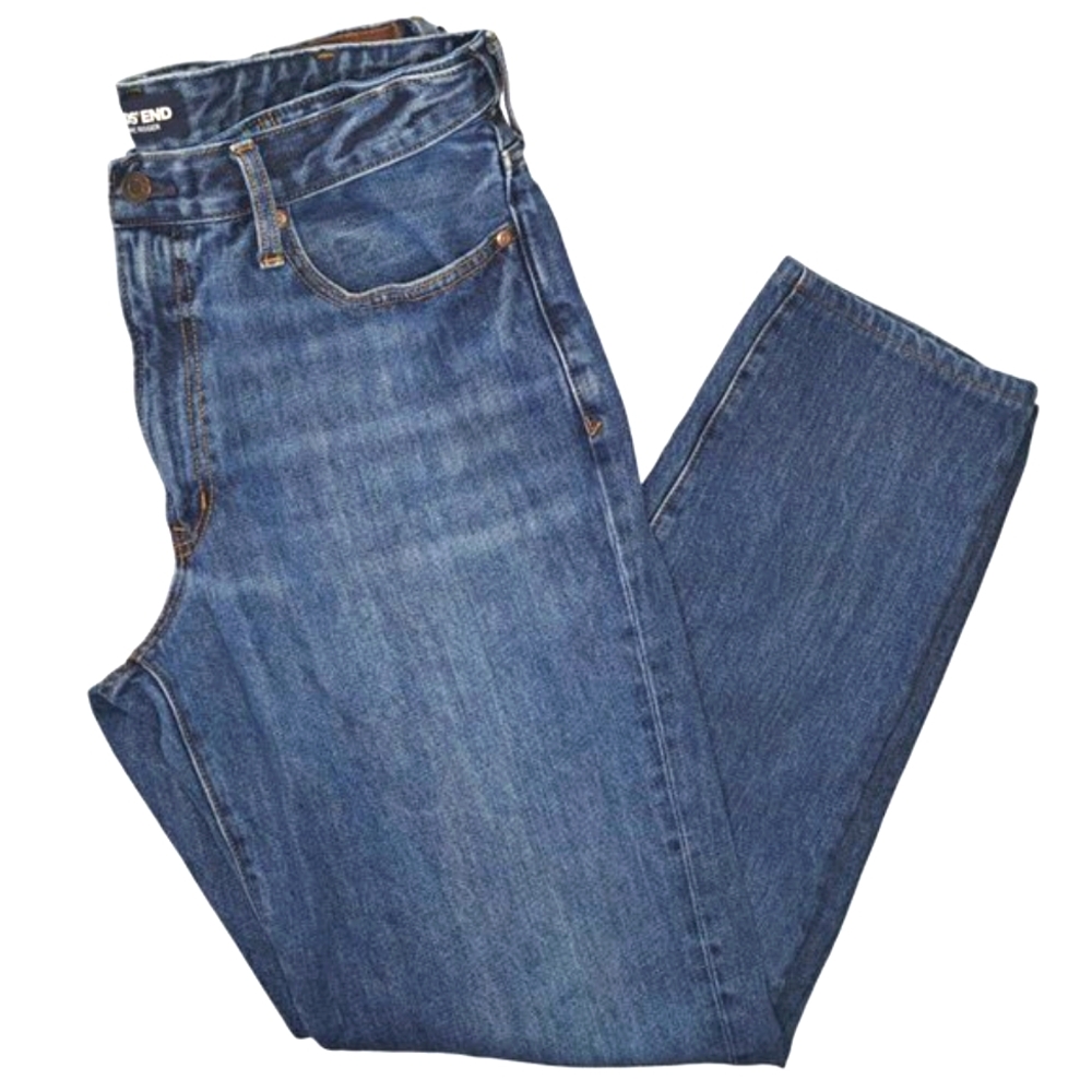 Lands' End Square Rigger Stretch Waist Dark Wash Denim Jeans Size 36